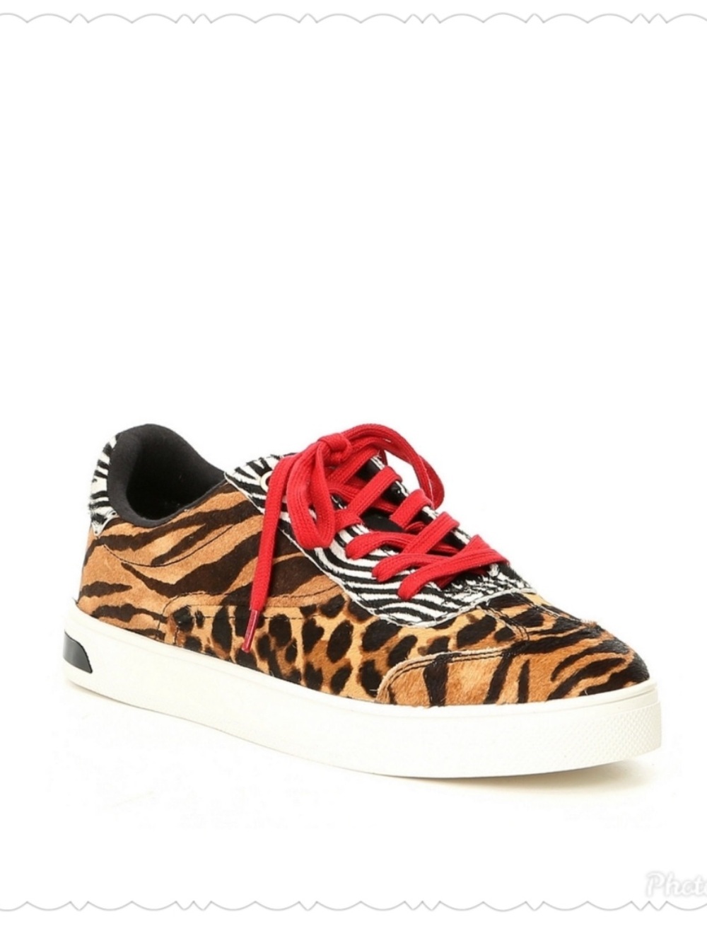 Aldo Animal Print Sneakers with Red Laces, size 7.5